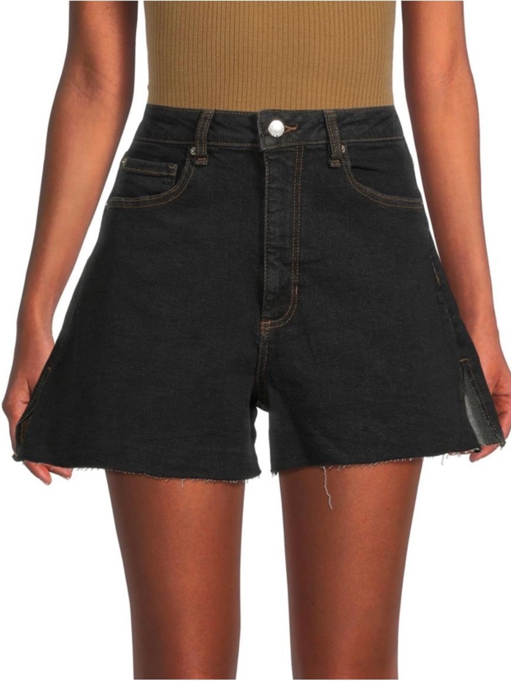 WeWoreWhat Black High Rise Boyfriend Denim Shorts 25